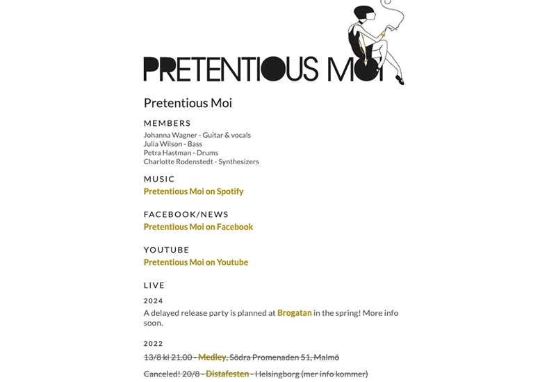 Pretentious Moi website